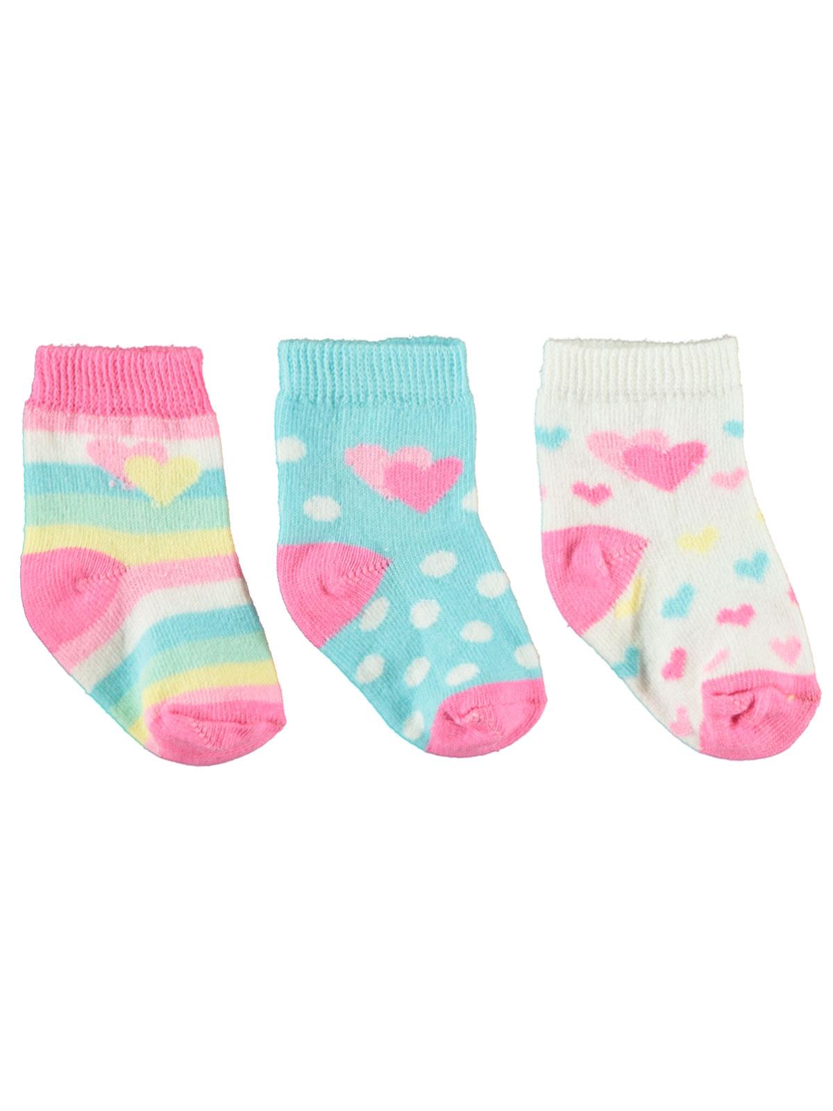 Civil Baby Kız Bebek 3'lü Çorap Set 0-6 Ay Fuşya