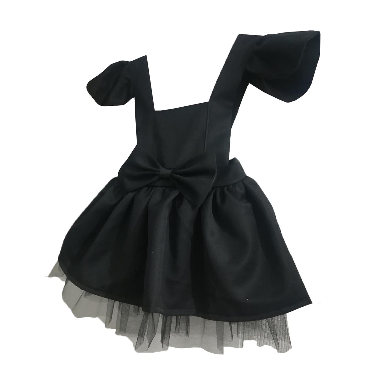 Shecco Babba Kız Çocuk Elbise Siyah Fiyonklu 1-4 Yaş