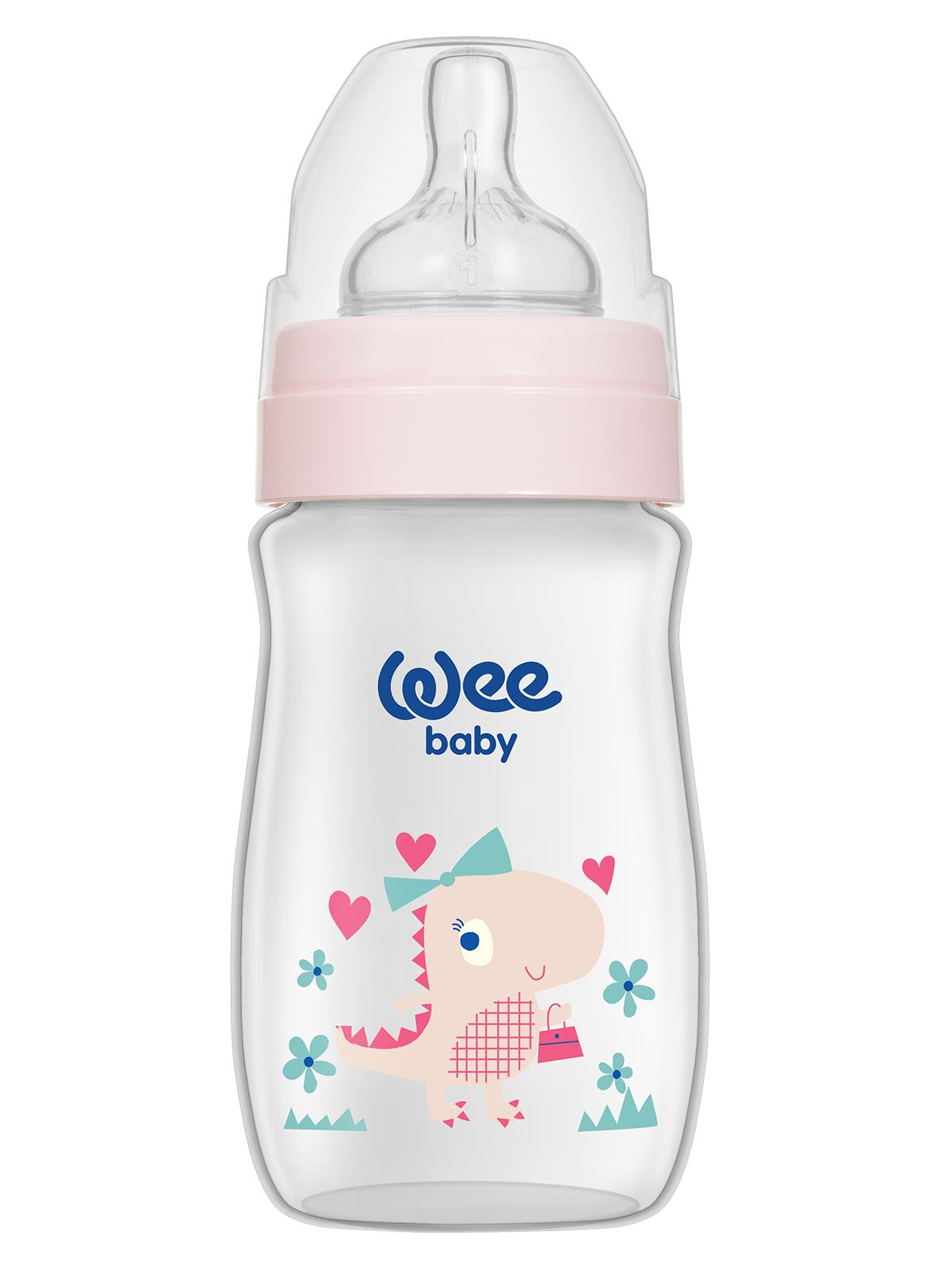 Wee Baby Klasik Plus Geniş Ağızlı PP Biberon 250 ml - PEMBE DİNOZOR