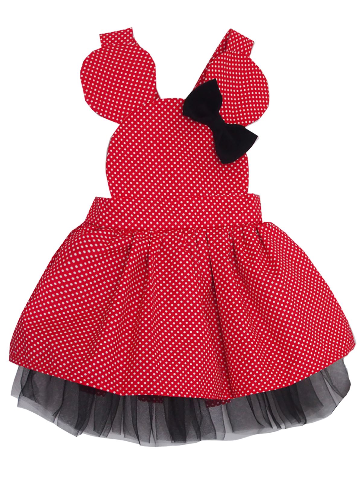 S. Babba Kız Çocuk Elbise Sevimli Mini Puantiyeli 1-4 Yaş Kırmızı