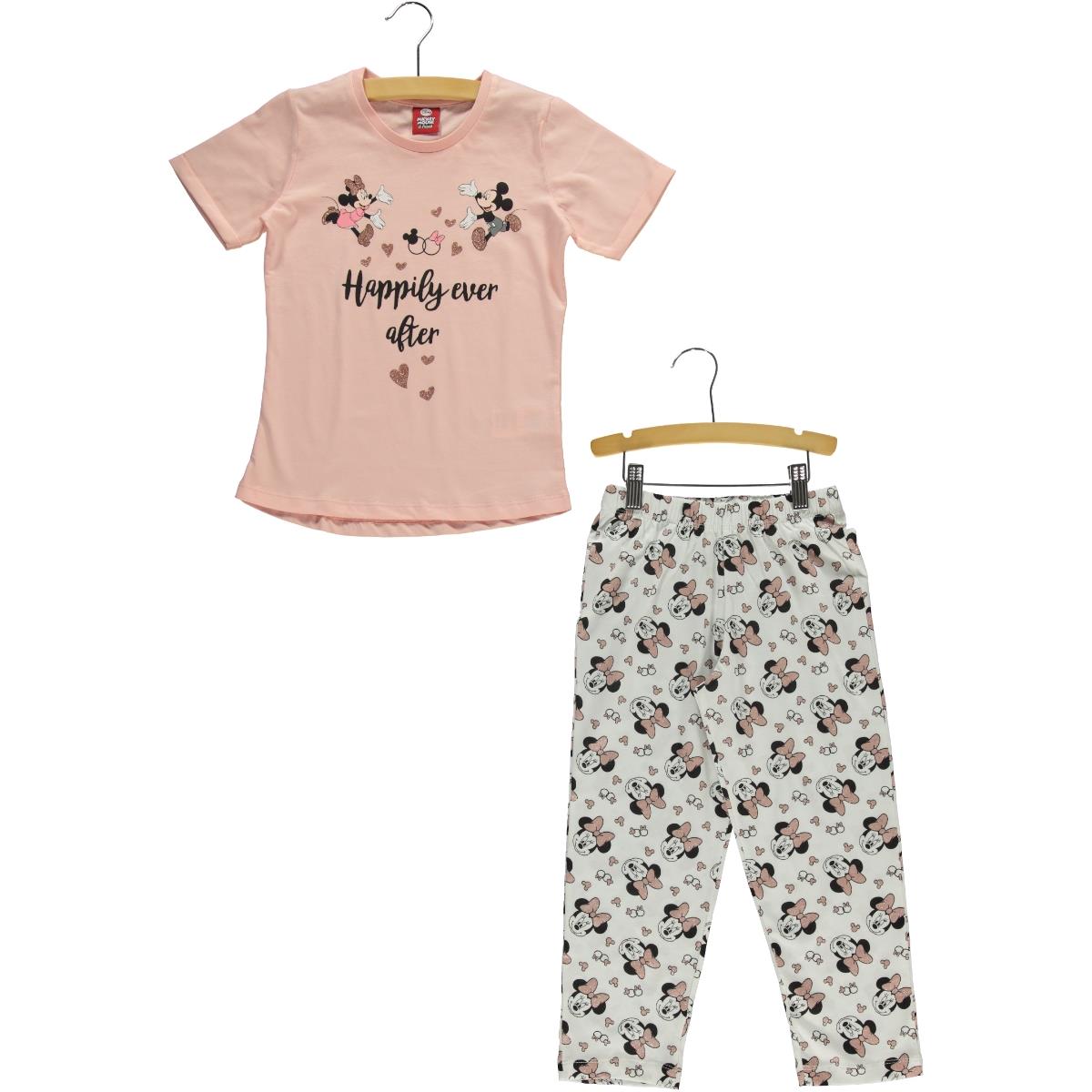 Mickey Mouse ve Arkadaşları Kız Çocuk Pijama Takımı 5-8 Yaş Pembe