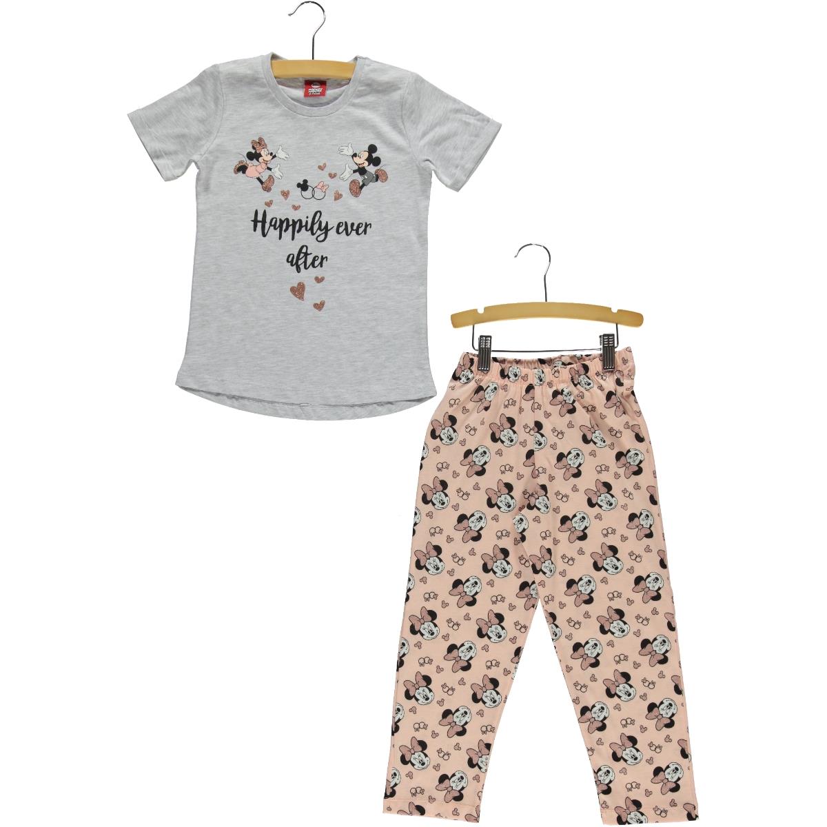 Mickey Mouse ve Arkadaşları Kız Çocuk Pijama Takımı 5-8 Yaş Gri