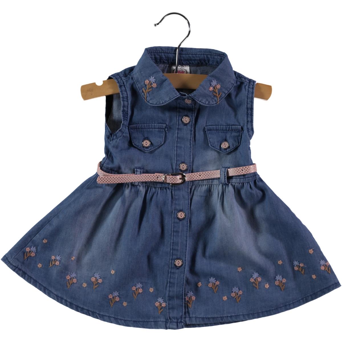 Civil Baby Kız Bebek Kot Elbise 6-18 Ay Mavi