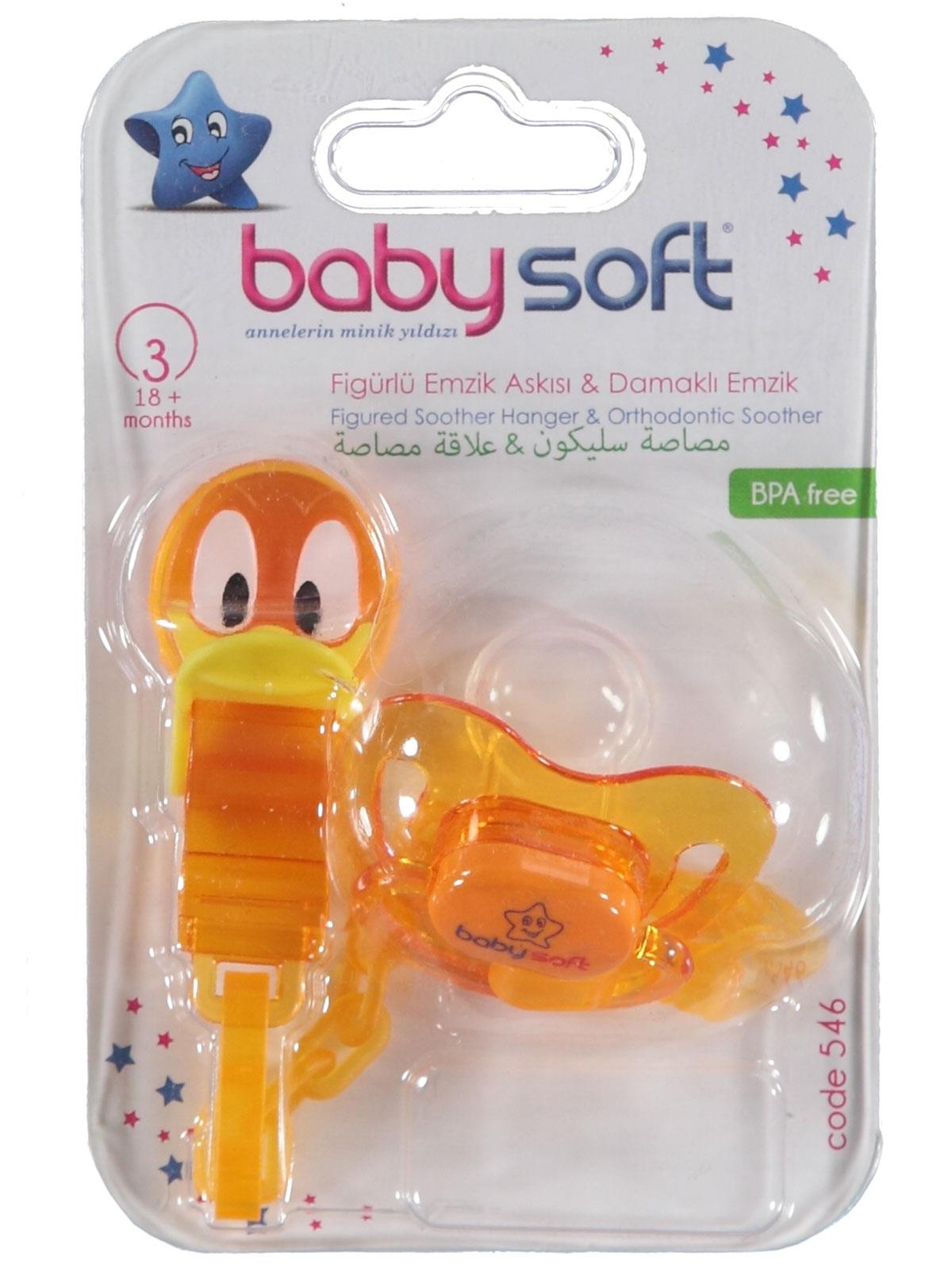 Baby Soft Askılı Silikon Damaklı Emzik 18+ Ay Turuncu
