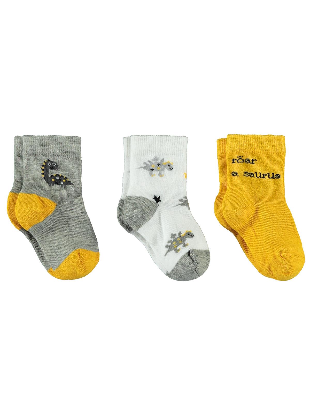 Civil Baby Erkek Bebek 3'lü Çorap Set 0-24 Ay Sarı