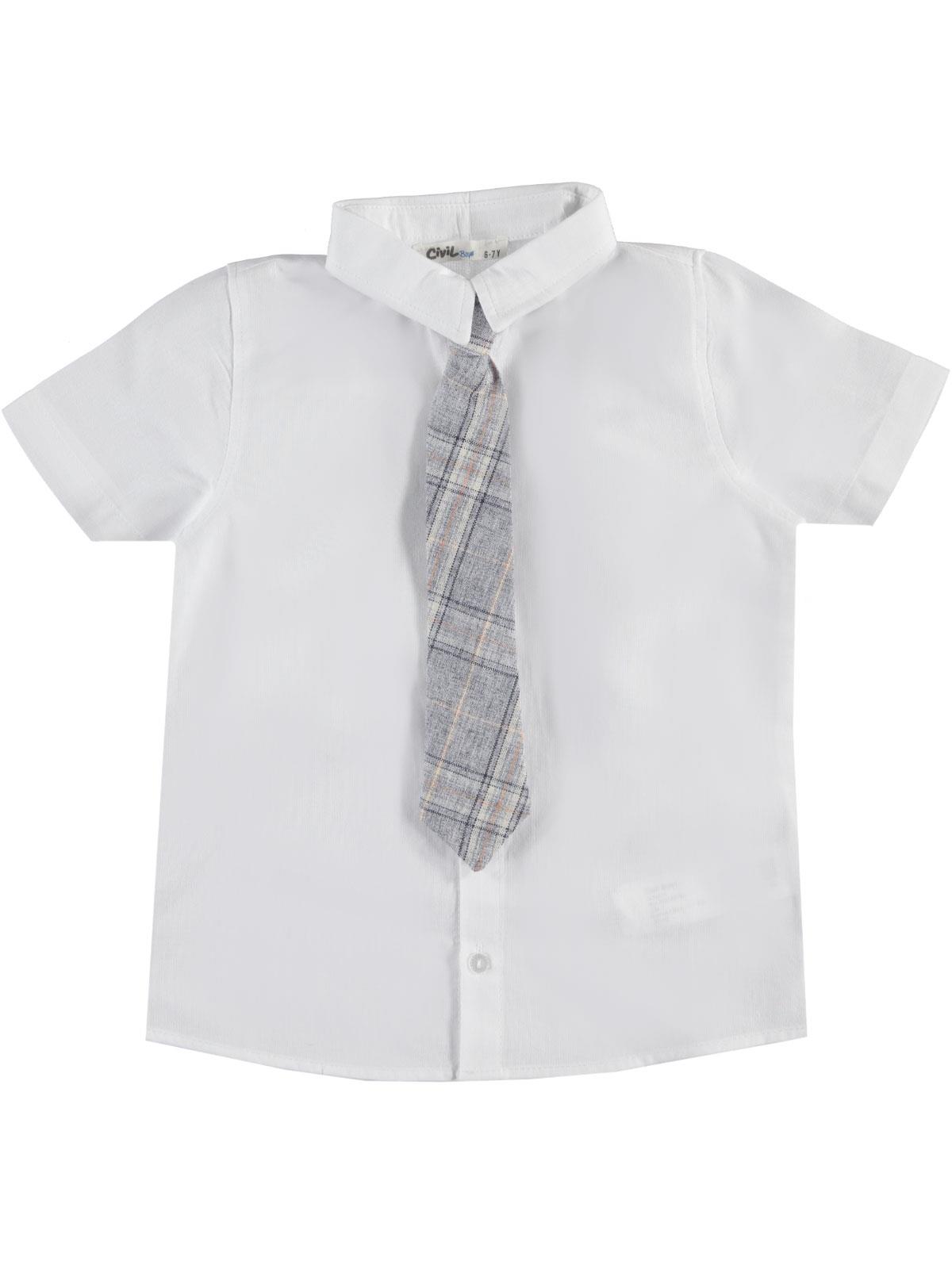 Civil Boys Erkek Çocuk Kravatlı Gömlek 6-9 Yaş Beyaz