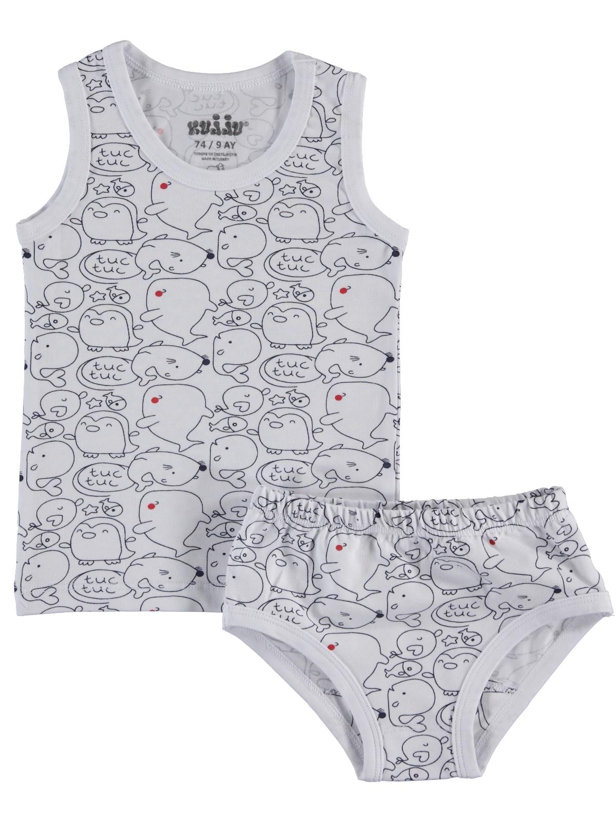 Kujju Erkek Bebek İç Çamaşır Takım 9-18 Ay Beyaz