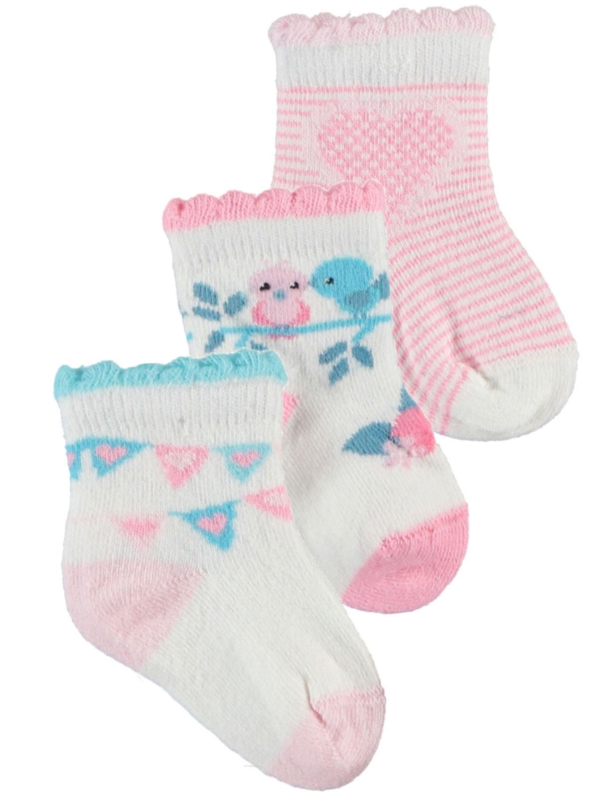 Katamino Kız Bebek 3'lü Çorap Set 0-18 Ay Ekru
