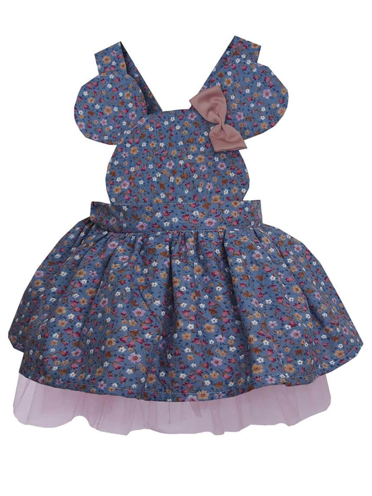 Shecco Babba Kız Çocuk Mini Elbise 5-8 Yaş Mavi