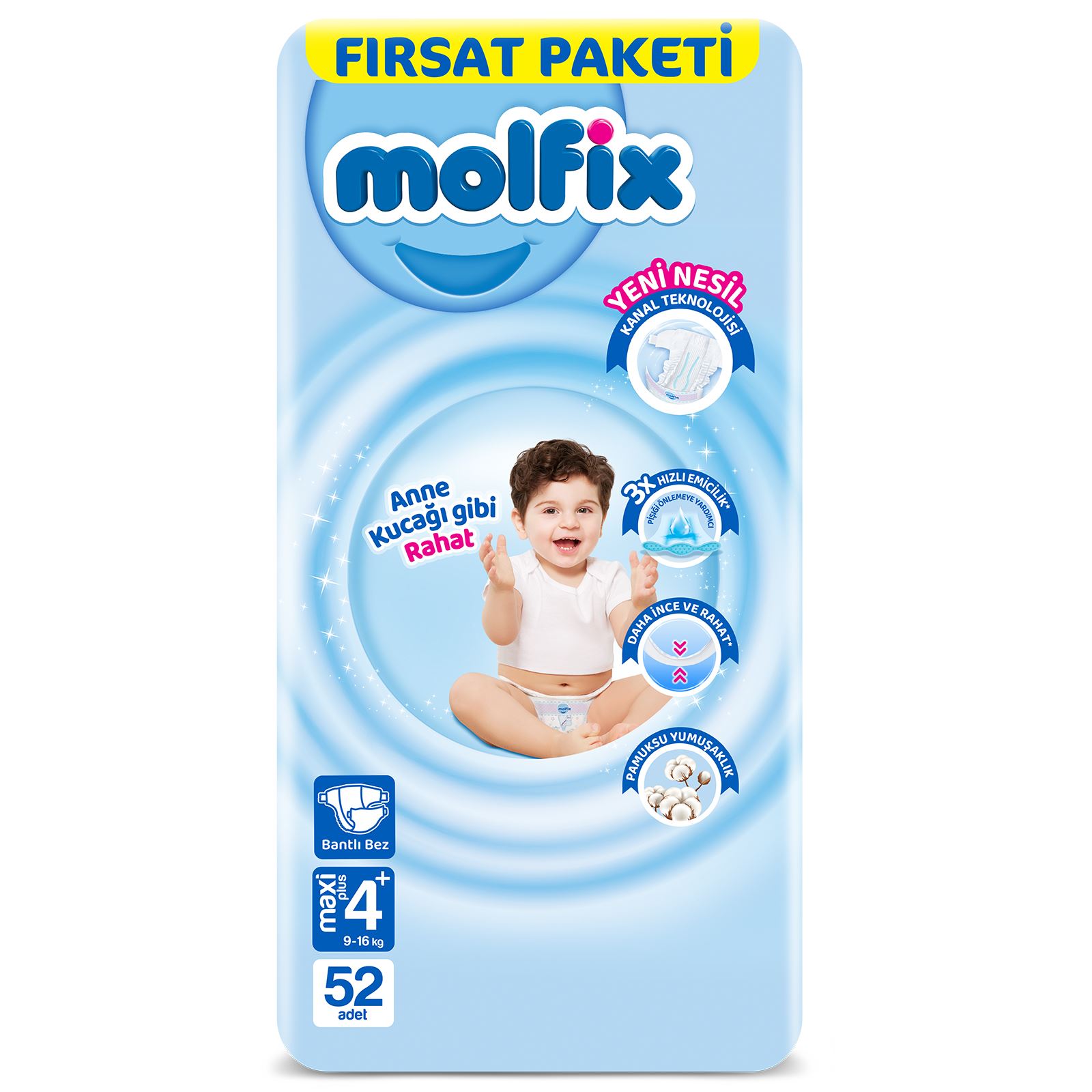 Molfix Bebek Bezi 4+ Beden Maxi Plus Fırsat Paketi 52 Adet
