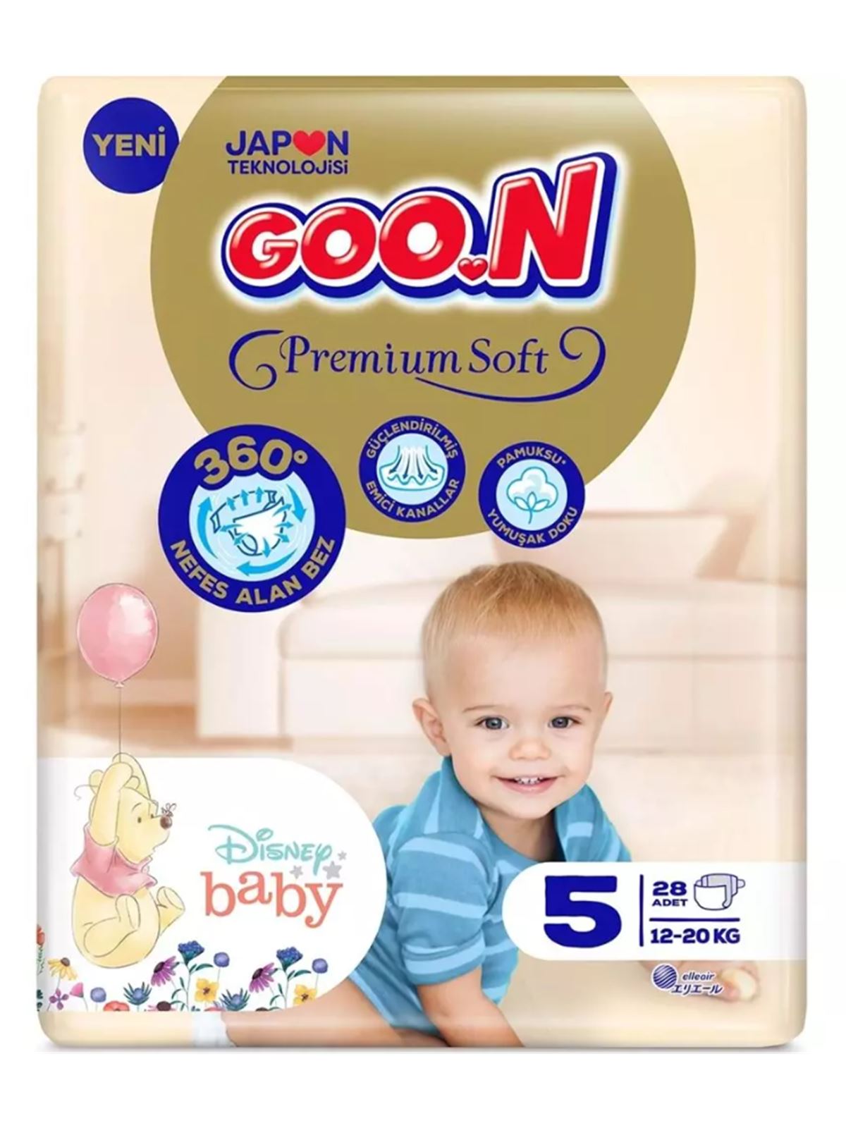 Goon Bebek Bezi Premium Soft 5 Beden Jumbo Paket 28 Adet 12-20 kg