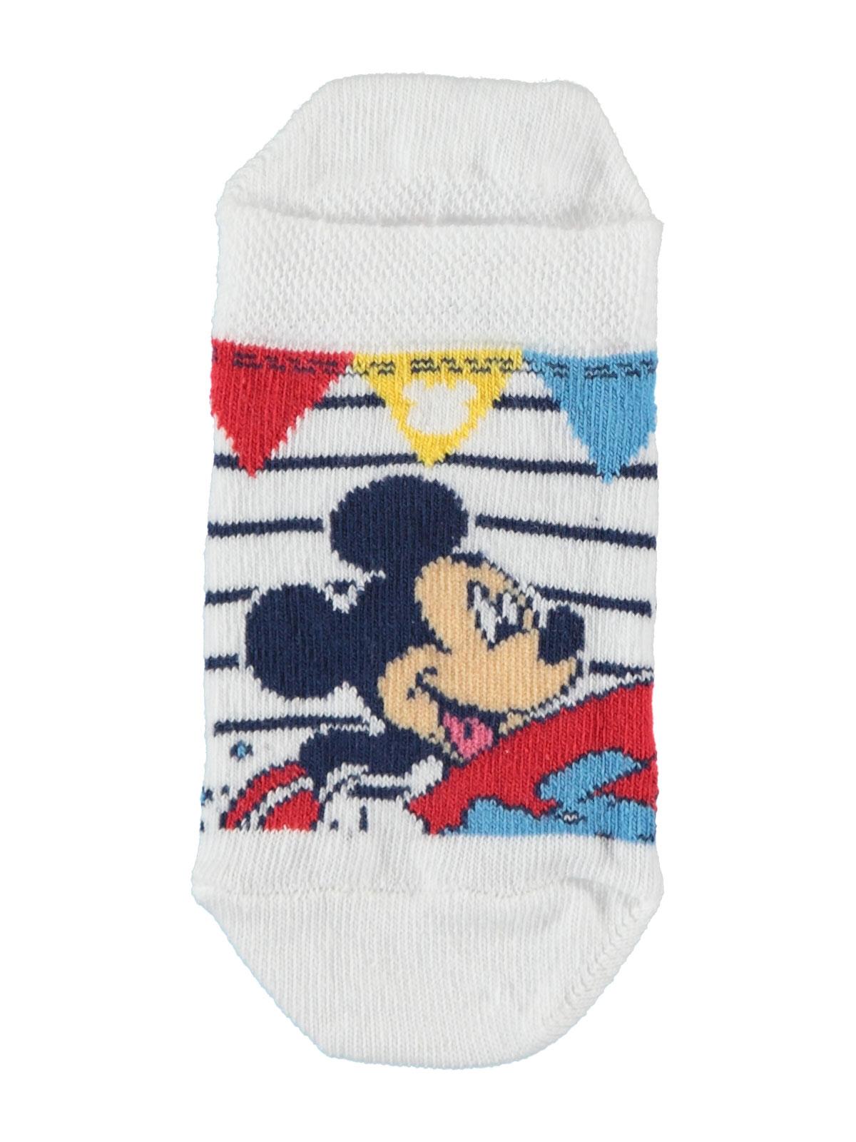 Mickey Mouse Erkek Çocuk Patik Çorap 3-7 Yaş Beyaz