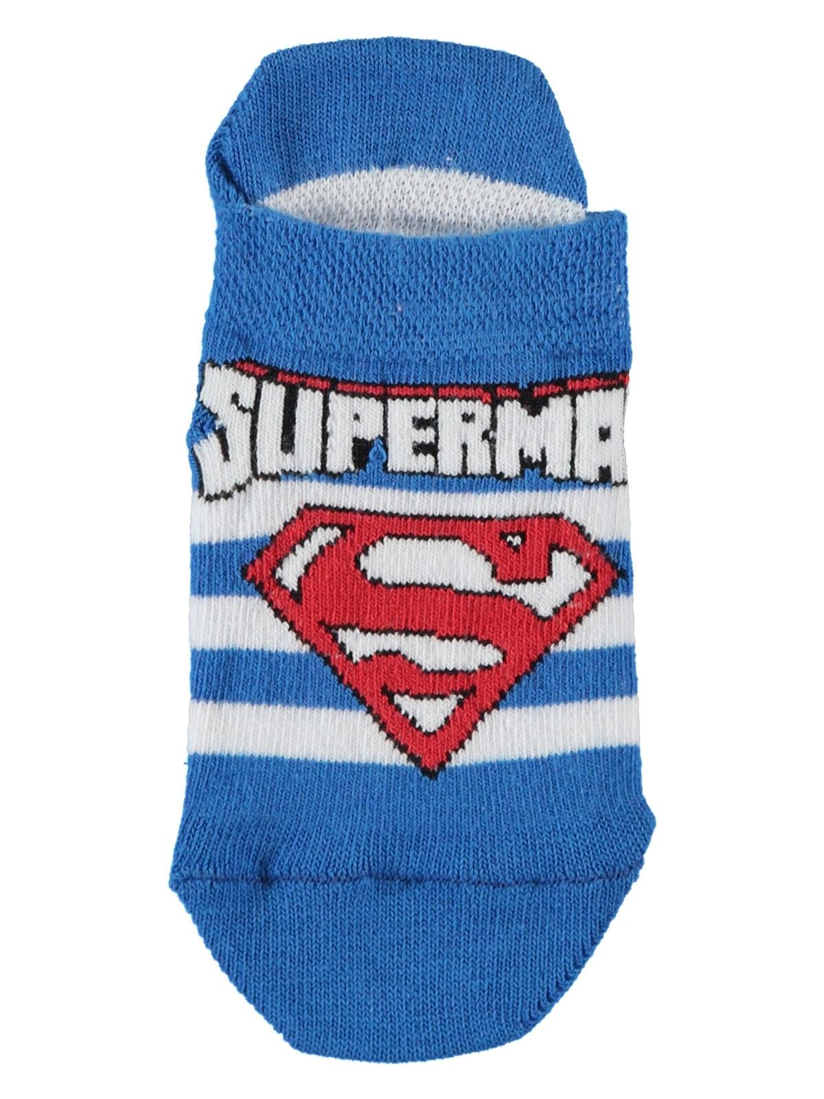 Superman Erkek Çocuk Patik Çorap 3-9 Yaş Saks Mavisi
