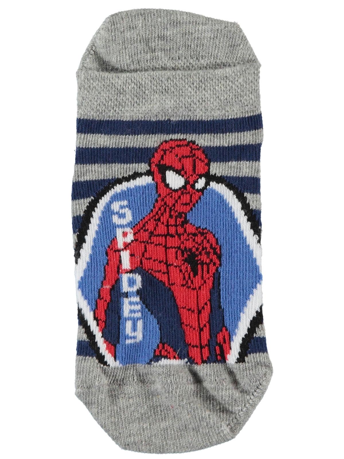 Spiderman Penye Patik Çorap 3-9 Yaş Gri
