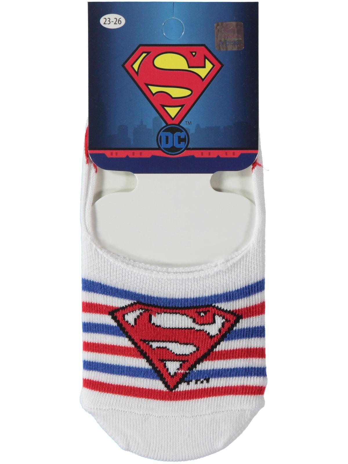 Superman Erkek Çocuk Babet Çorap 5-9 Yaş Beyaz