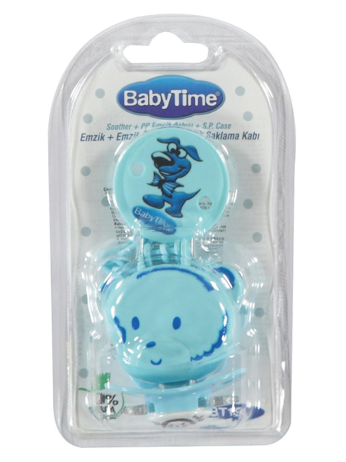 BabyTime Panda Figürlü Emzik Saklama Kabı ve Emzik Turkuaz