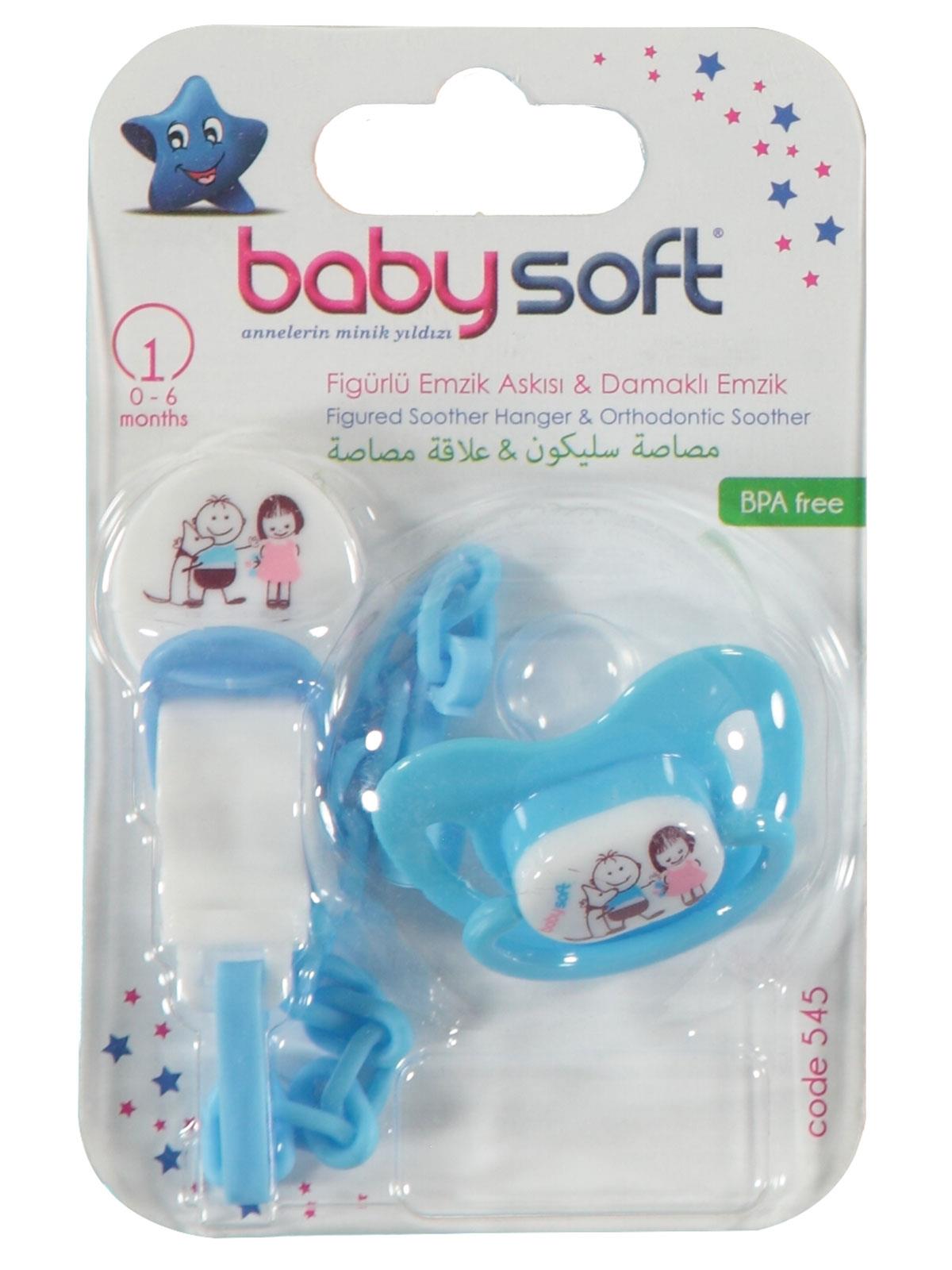 Baby Soft Askılı Silikon Damaklı Emzik 0-6 Ay Mavi