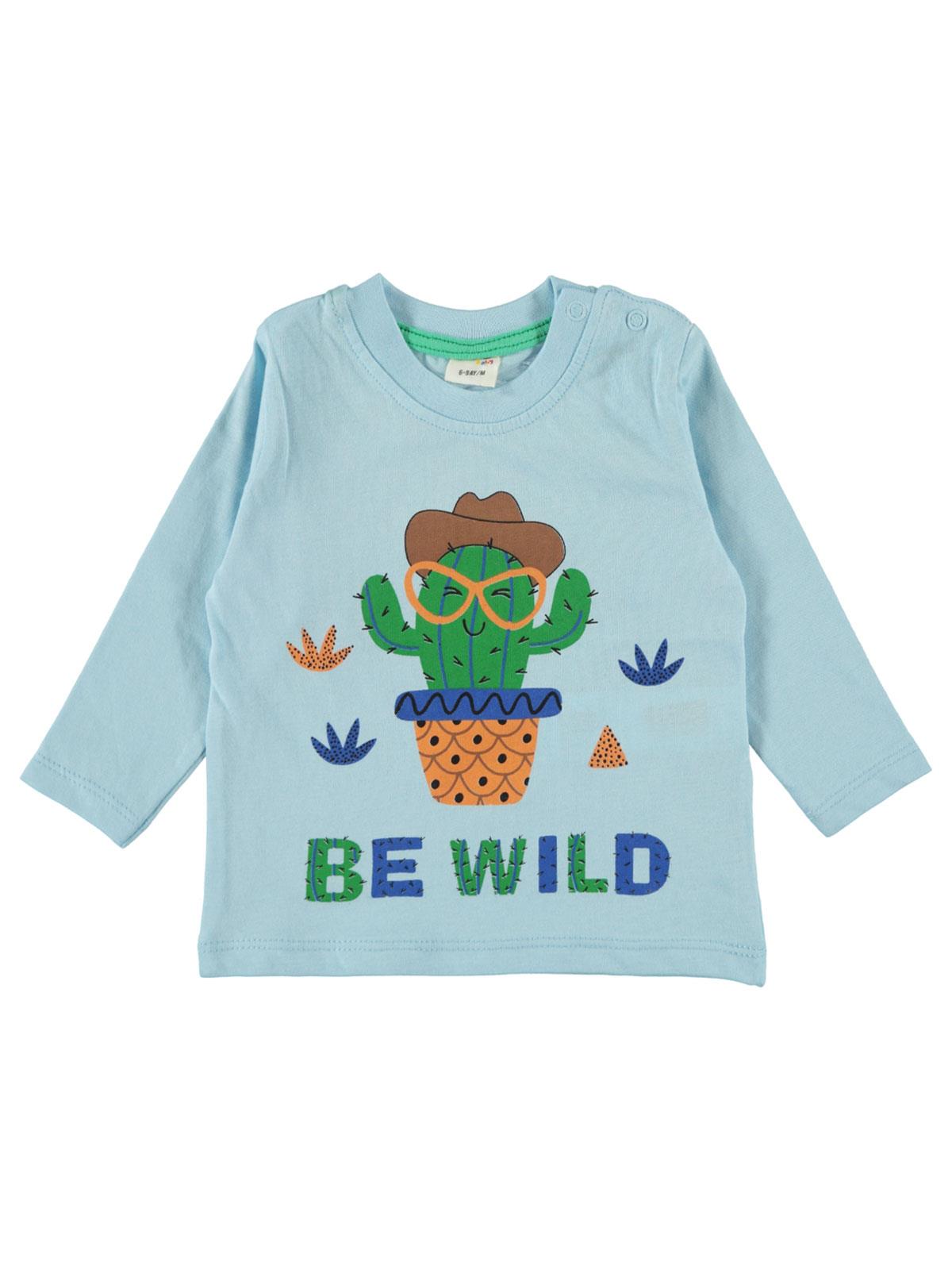 Civil Baby Erkek Bebek Kaktus Baskılı Sweatshirt 6-18 Ay Mavi
