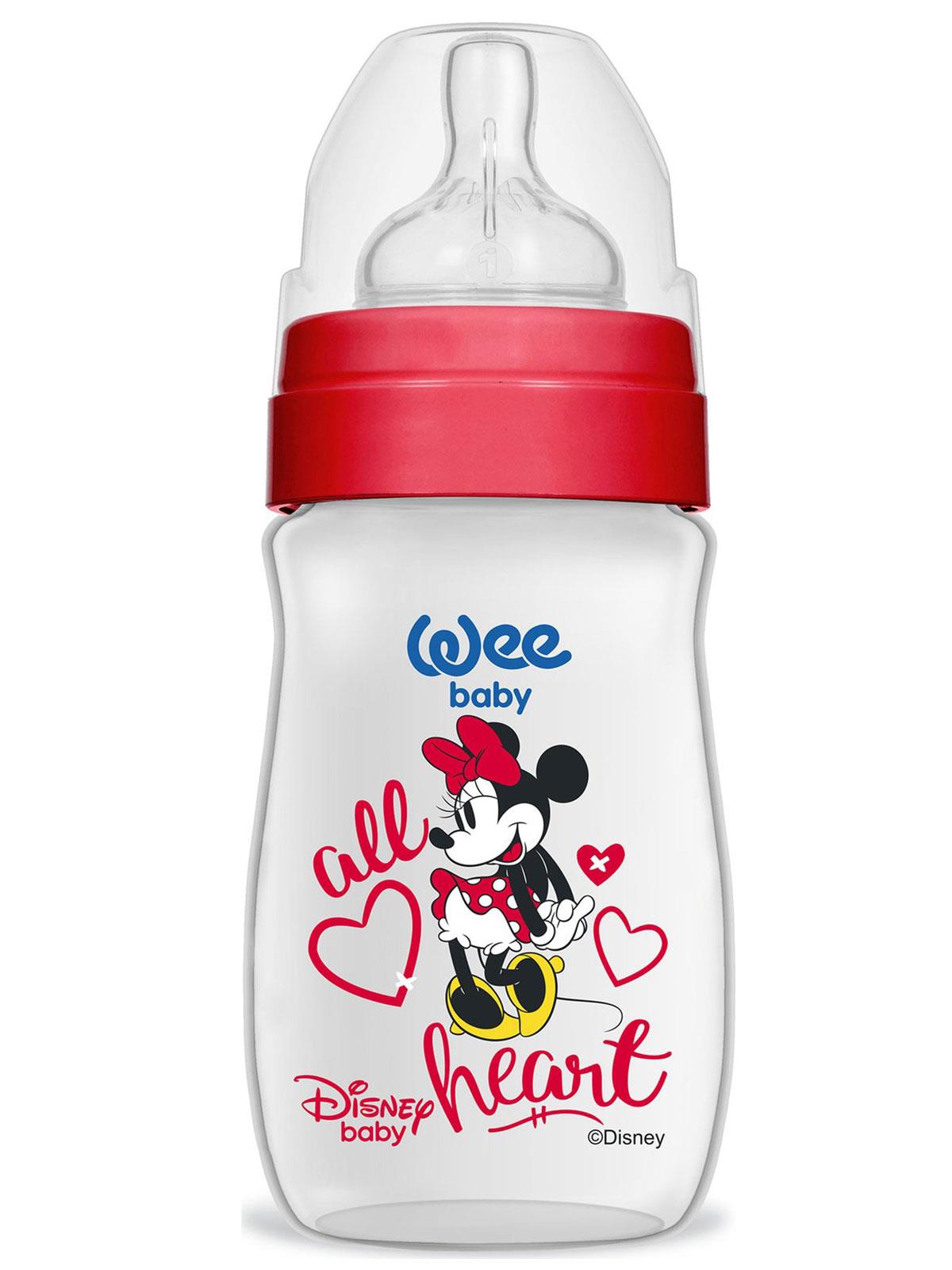 Wee Baby Minnie Mouse Geniş Ağızlı PP Biberon 250 ml  Kırmızı