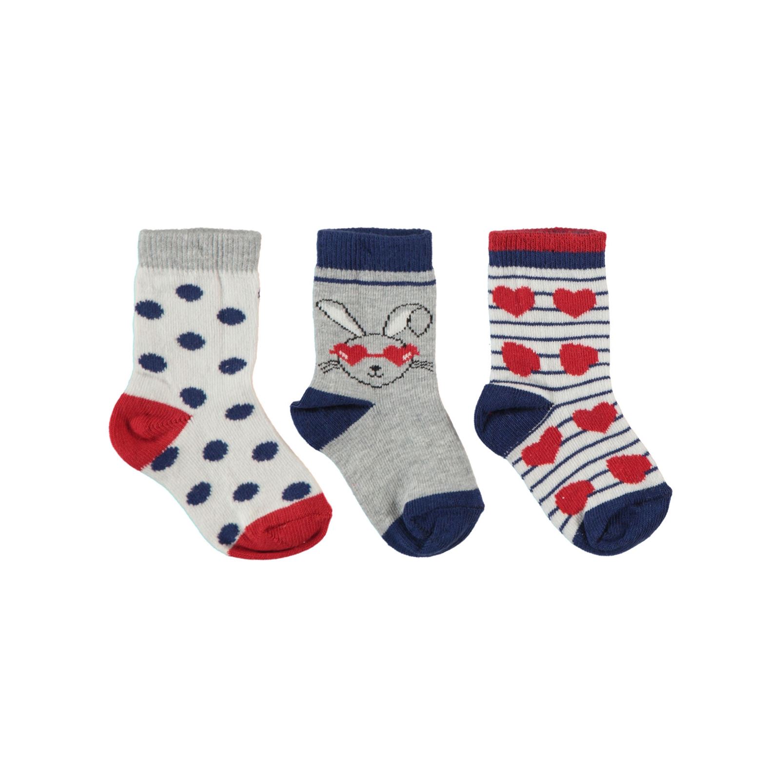 Civil Baby Kız Bebek 3'lü Çorap Set 0-24 Ay İndigo