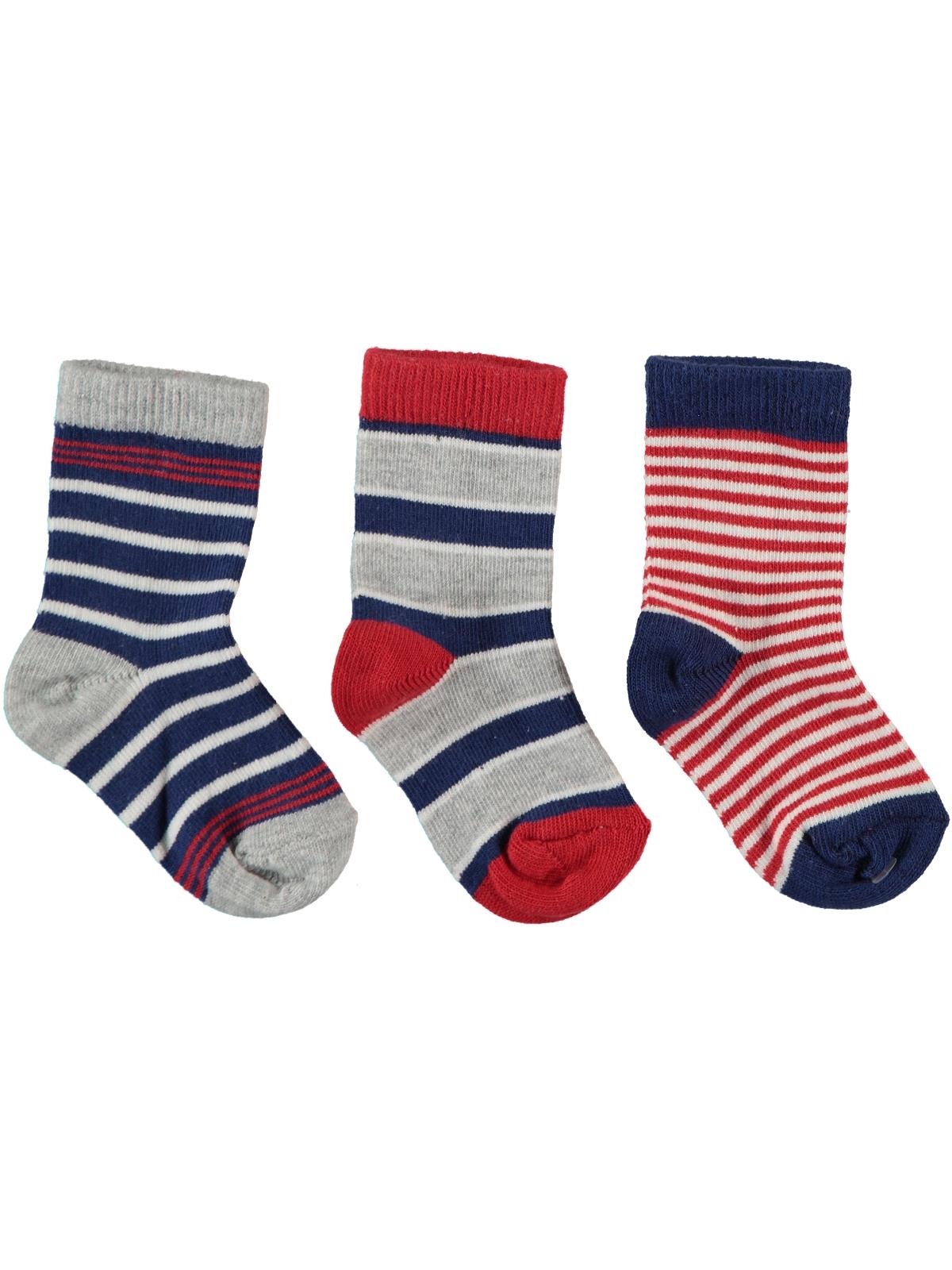 Civil Baby Erkek Bebek 3'lü Çorap Set 0-24 Ay Kırmızı
