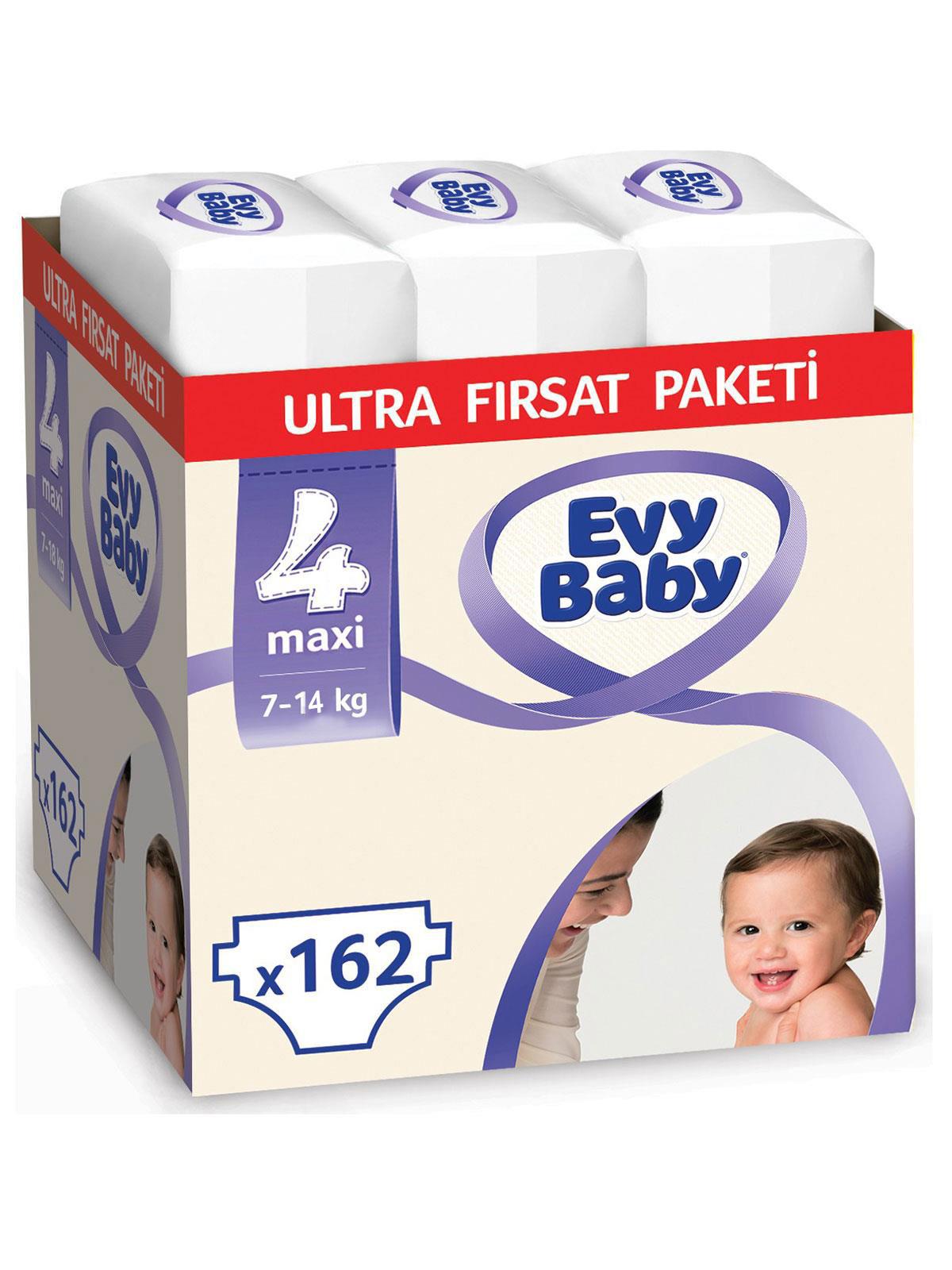 Evy Baby Bebek Bezi Ultra Fırsat Paketi 4 Beden Maxi 162 Adet