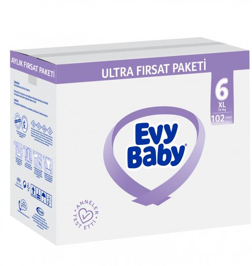 Evy Baby Bebek Bezi Ultra Fırsat Paketi 6 Beden XL 102 Adet