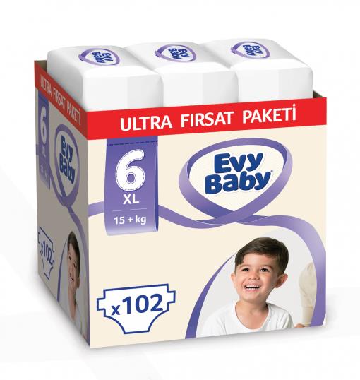Evy Baby Bebek Bezi Ultra Fırsat Paketi 6 Beden XL 102 Adet