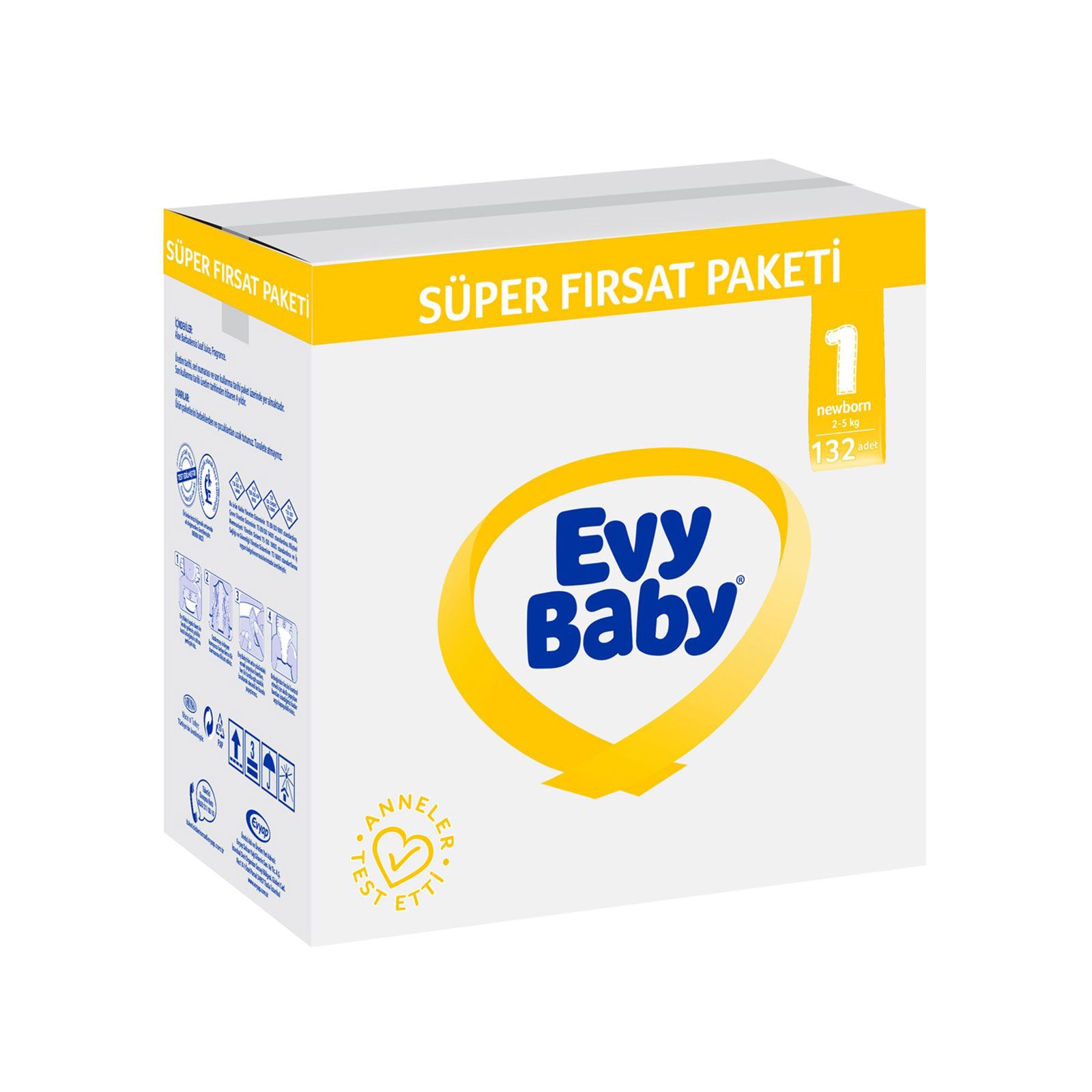 Evy Baby Bebek Bezi Süper Fırsat Paketi 1 Beden Newborn 132 Adet