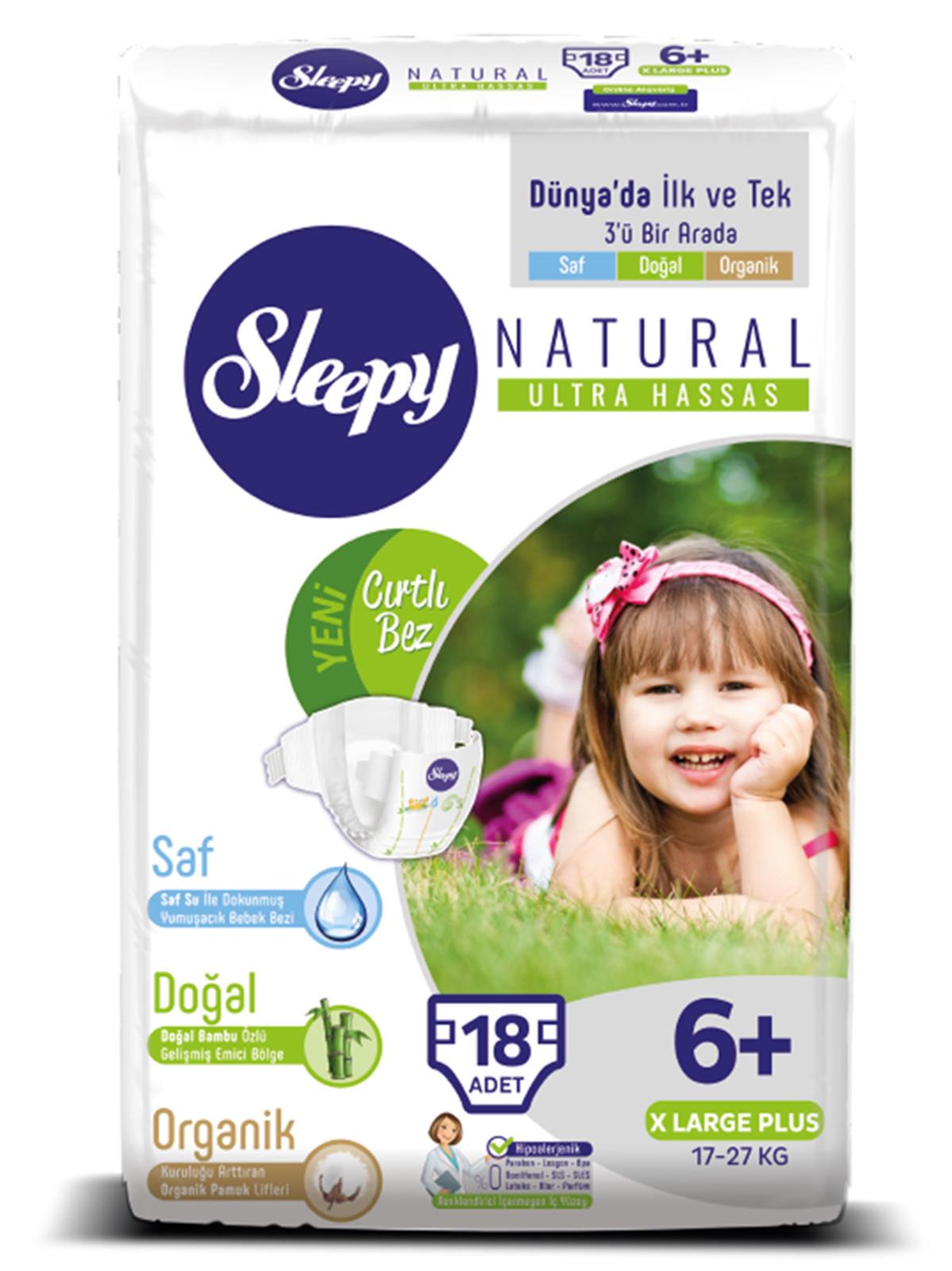 Sleepy Natural Bebek Bezi 6+ Beden XL Plus Jumbo Paket 18 Adet