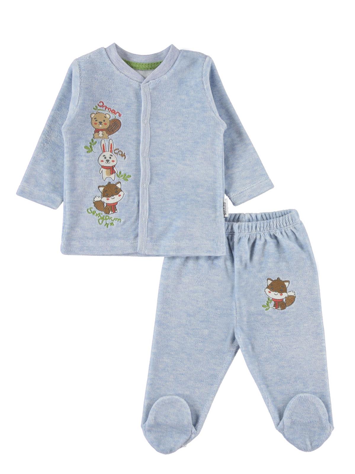 Kujju Erkek Bebek Pijama Takımı 3-9 Ay Mavi