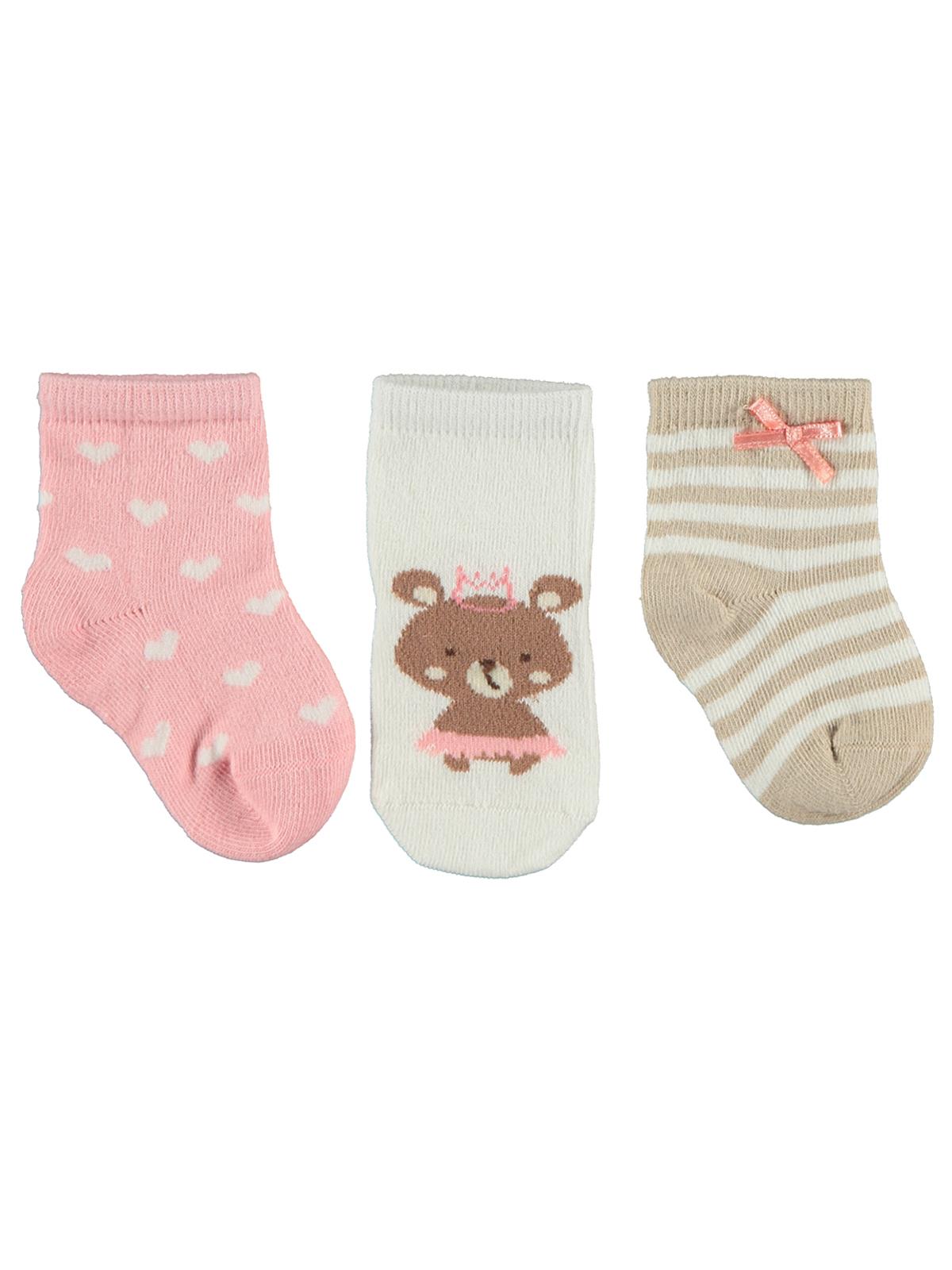 Civil Baby Kız Bebek 3'lü Çorap Set 0-24 Ay Bej
