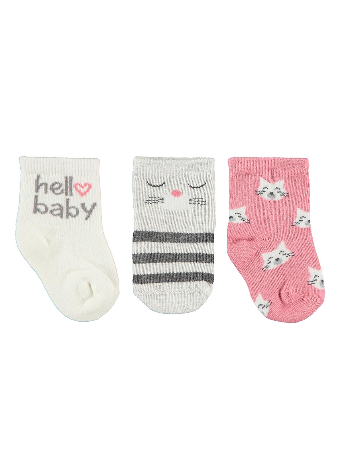 Civil Baby Kız Bebek 3'lü Çorap Set 0-24 Ay Yavruağzı