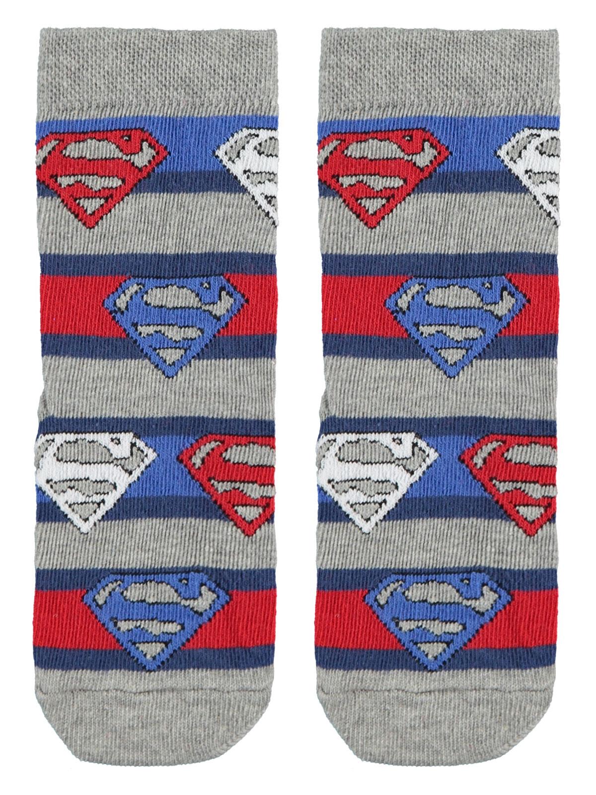 Superman Erkek Çocuk Çorap 3-7 Yaş Gri
