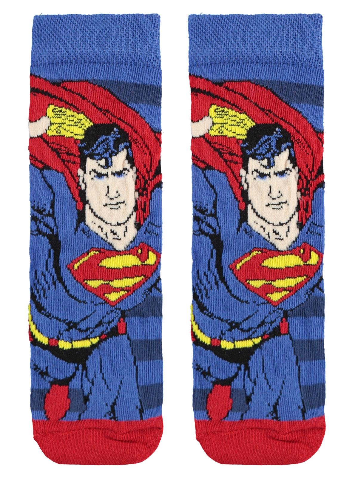 Superman Erkek Çocuk Çorap 3-7 Yaş Saks Mavisi