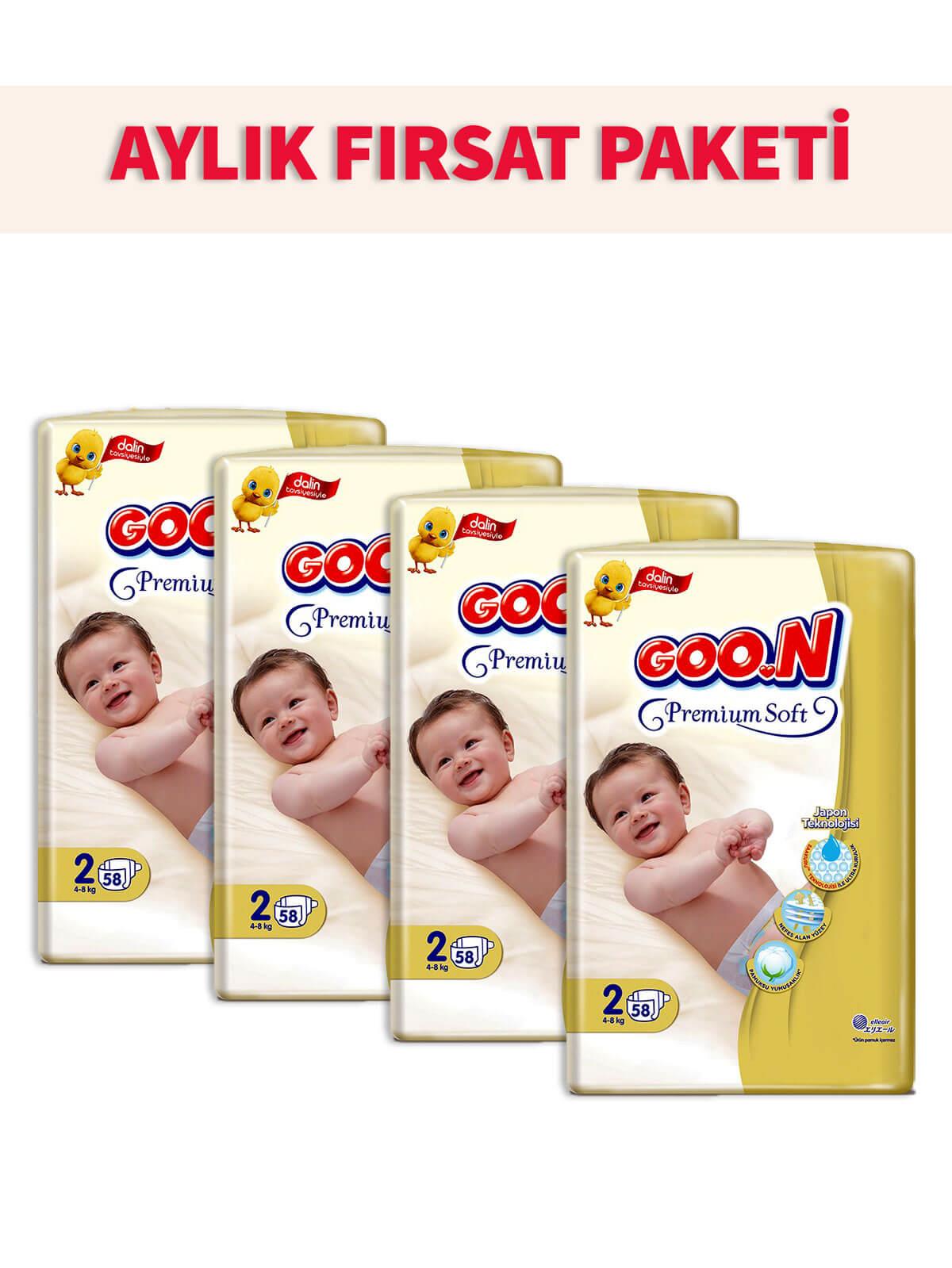Goon Premium Soft Bebek Bezi 2 Beden Jumbo 232 Adet Aylık Fırsat Paketi