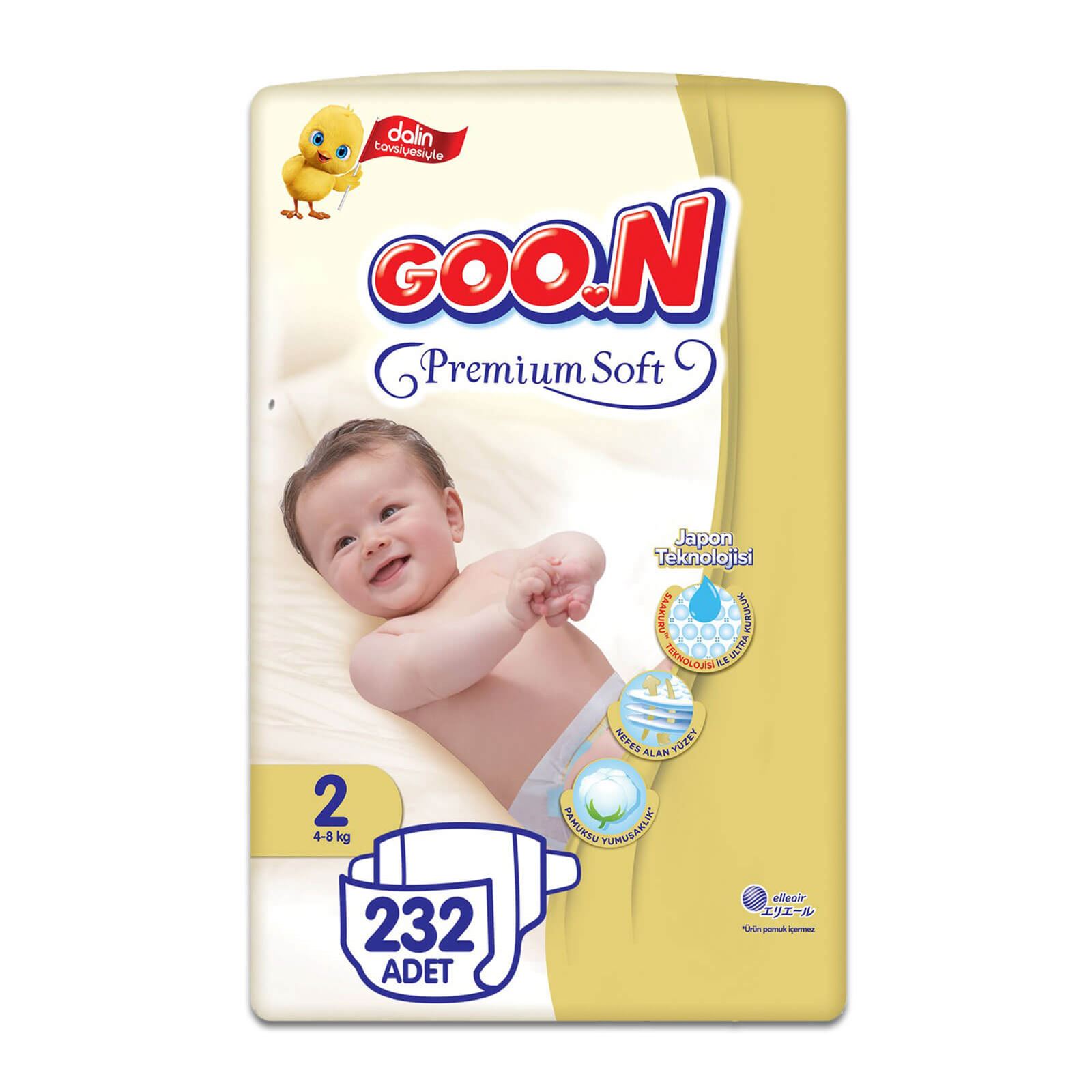 Goon Premium Soft Bebek Bezi 2 Beden Jumbo 232 Adet Aylık Fırsat Paketi