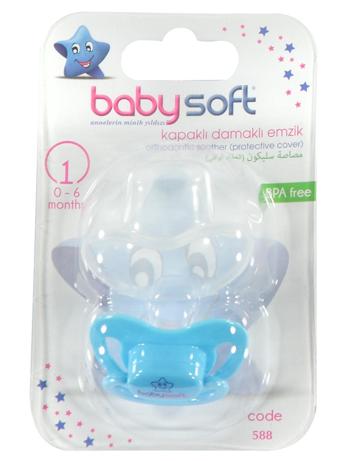 Baby Soft Kapaklı Damaklı Emzik 0-6 Ay Mavi