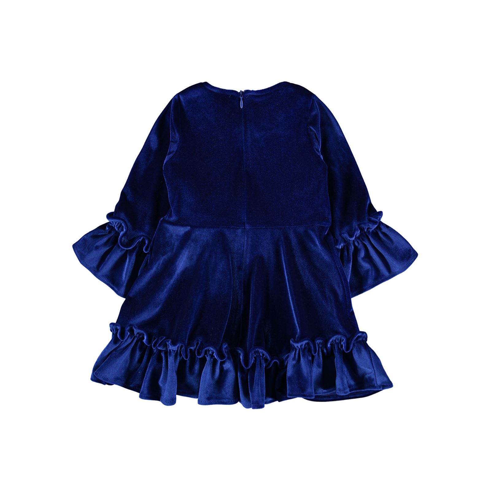 Civil Girls Kız Çocuk Kadife Elbise 2-5 Yaş Saks Mavisi