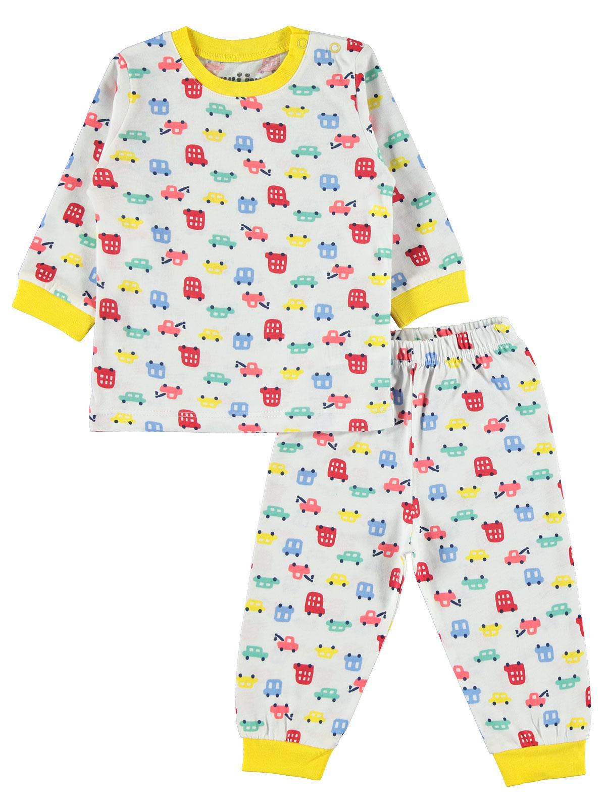 Kujju Erkek Bebek Pijama Takımı 6-18 Ay Beyaz