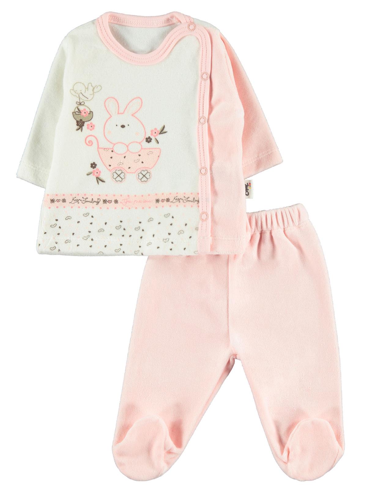 Civil Baby Kız Bebek Pijama Takımı 0-3 Ay Somon