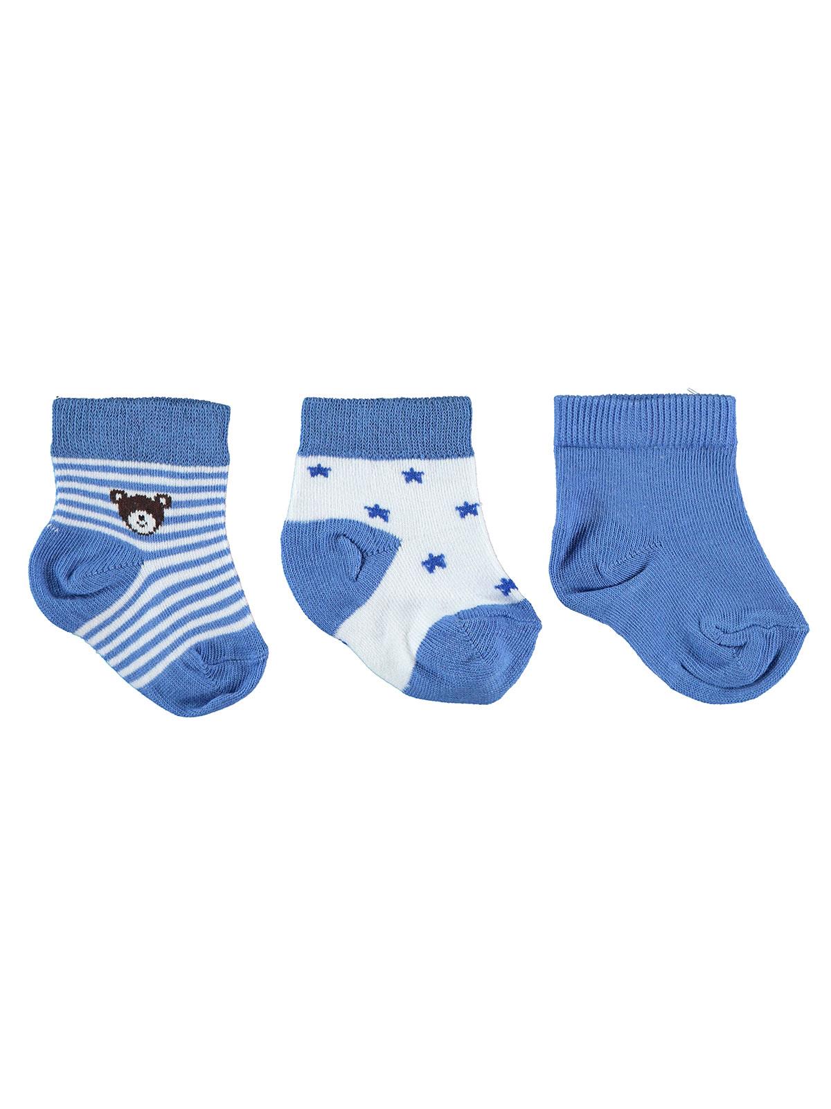 Civil Baby Erkek Bebek 3'lü Çorap Set 0-18 Ay Mavi