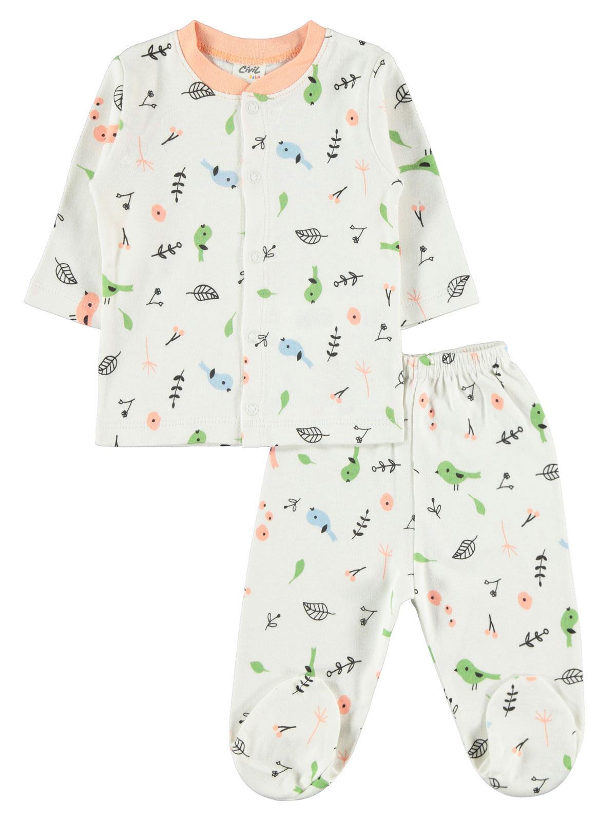 Civil Baby Kız Bebek Pijama Takımı 3-6 Ay Ekru