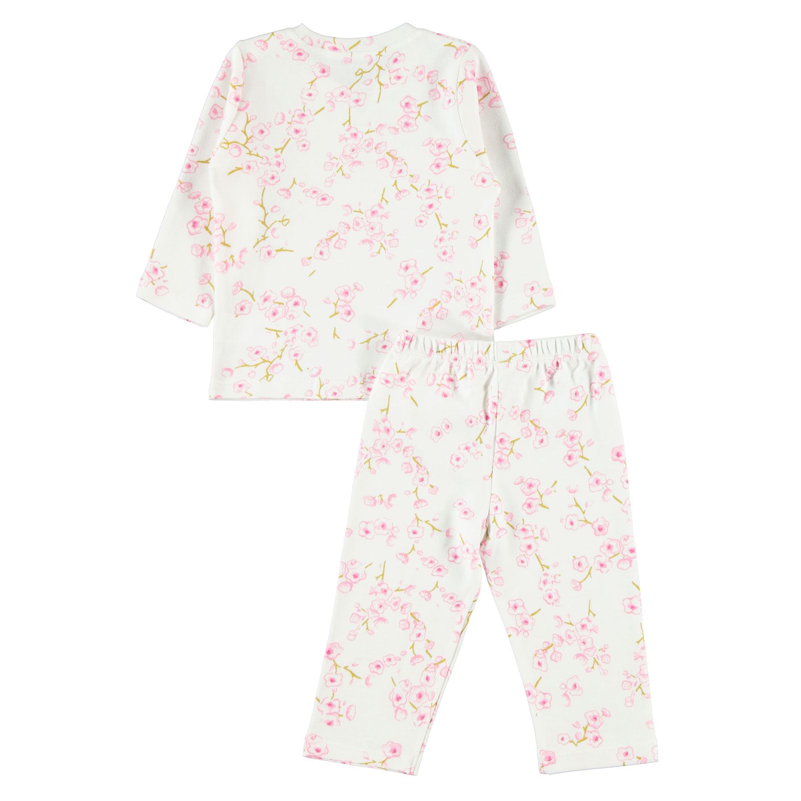 Kujju Kız Bebek Pijama Takımı 6-18 Ay Ekru