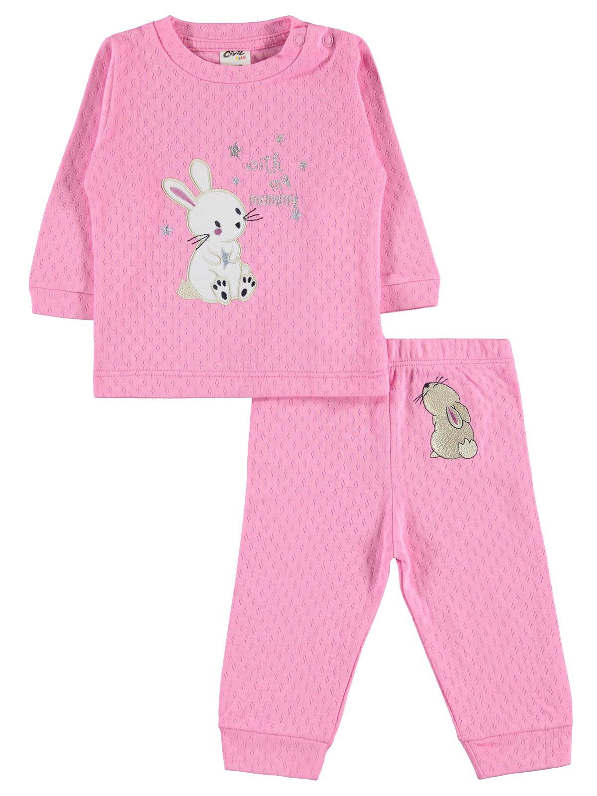 Civil Baby Kız Bebek Pijama Takımı 3-12 Ay Pembe