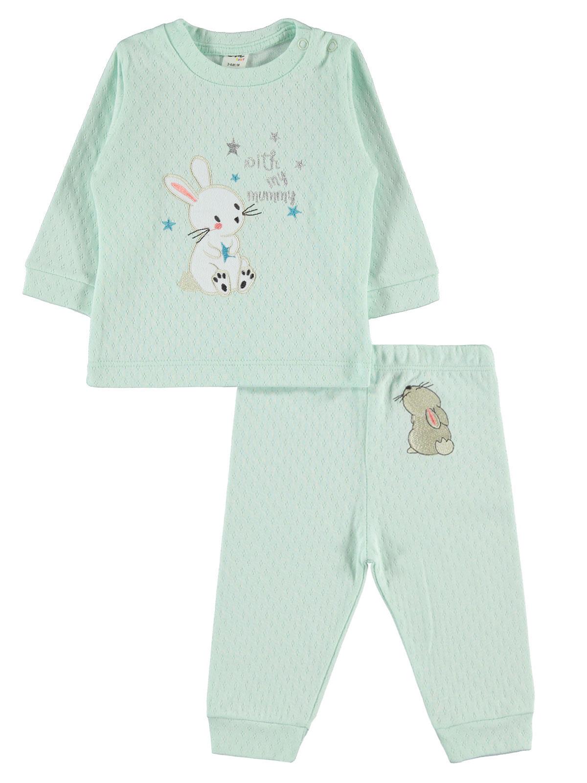 Civil Baby Kız Bebek Pijama Takımı 3-12 Ay Mint Yeşili