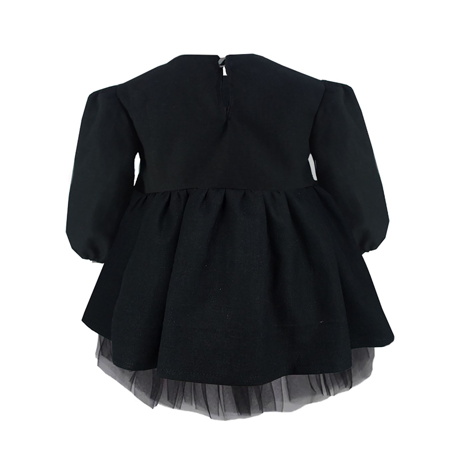 Shecco Babba Kız Çocuk Tütü Elbise Uzun Kollu 1-5 Yaş Siyah