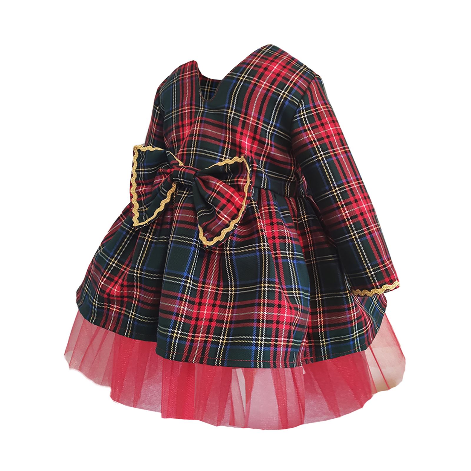 Shecco Babba Kız Çocuk Elbise Tütü Fiyonklu 1-5 Yaş Kırmızı
