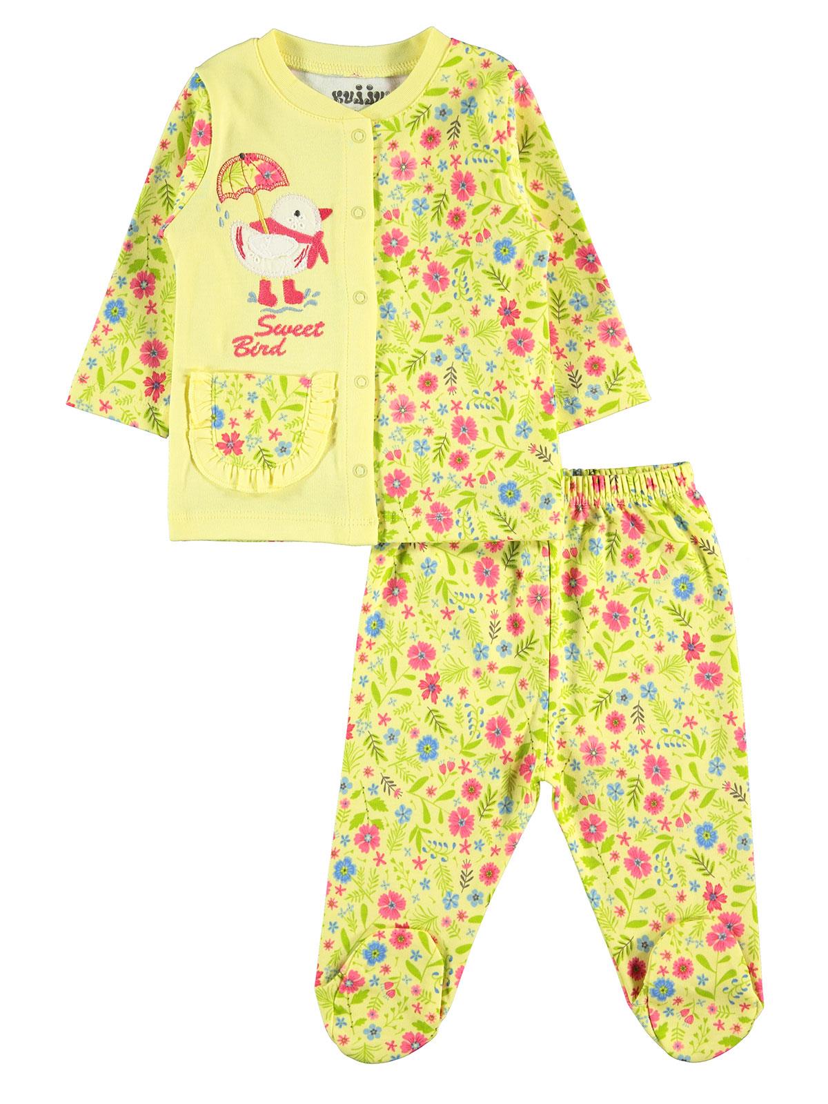 Kujju Kız Bebek Pijama Takımı 3-6 Ay Sarı