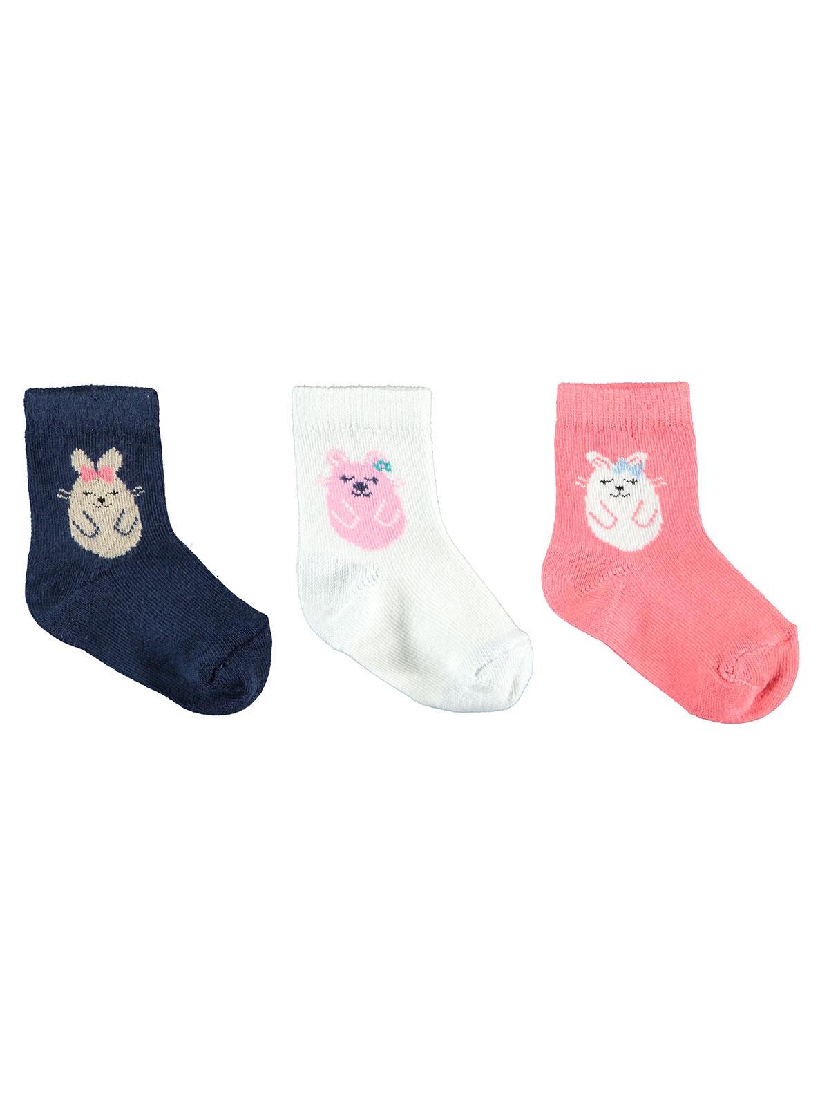 Civil Baby Kız Bebek 3'lü Çorap Set 0-24 Ay Narçiçeği